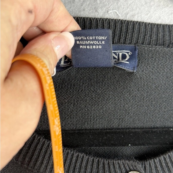 Vintage Lands' End Black Cardigan Sweater Hong Kong 100% Cotton - Picture 3 of 5